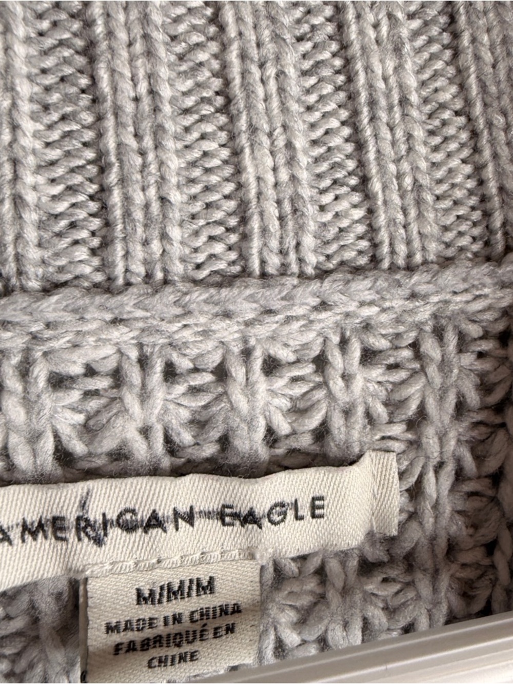 American Eagle Cozy Light Gray Knit Mock Neck Sweater Medium - Picture 2 of 5